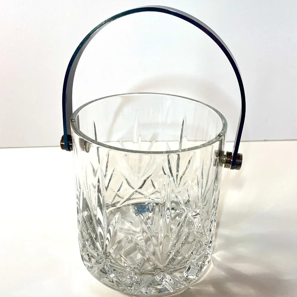 VTG Handcut Crystal Ice Bucket by Samobor 24% Lead Crystal made in Yugoslavia